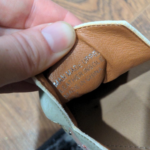 Mi.iM Miranda Embroidered Slip On Mules Mint Grey Size 7 Floral Studded Leather - Picture 8 of 8